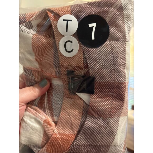 Ann Taylor Womens Checkered Sleeveless Plaid Tank Top XL Orange/Burgundy - Picture 9 of 10